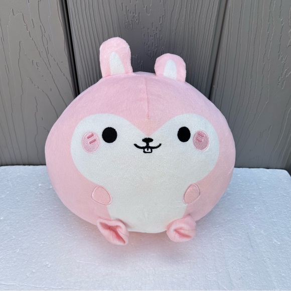Aqi Honeymaru Rolling Mochi Series Pink Bunny Plush Ball Toy Stuffed Animal 10” - Picture 1 of 9